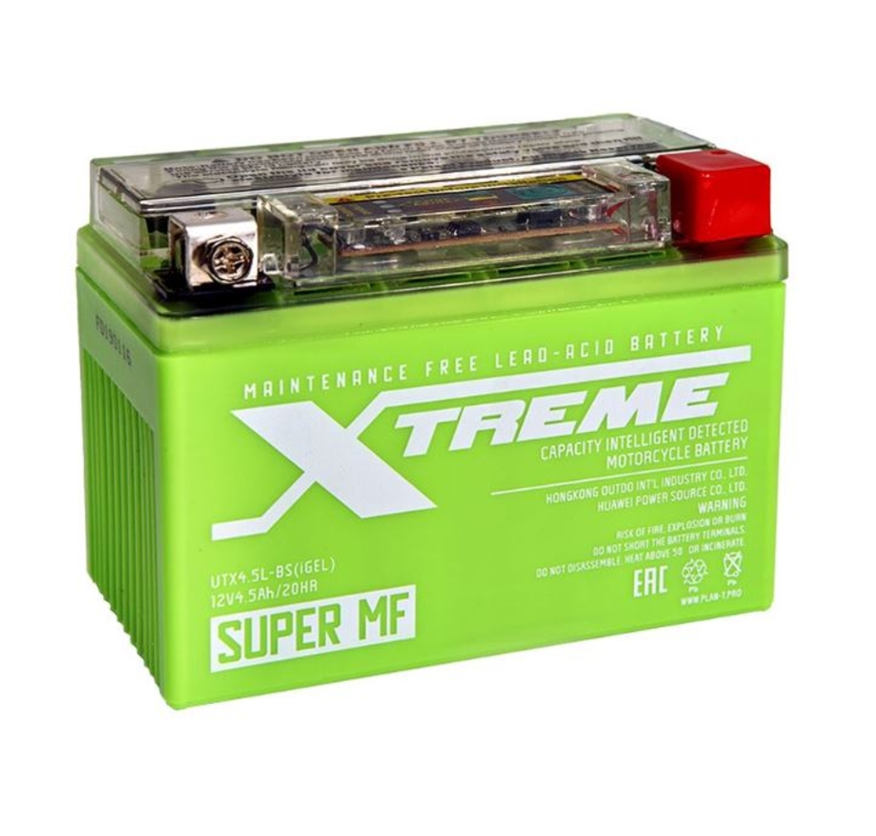 АКБ Moto Xtreme UTX 4.5L (YTX4L)-BS iGEL (4.5 А/ч) индик обр