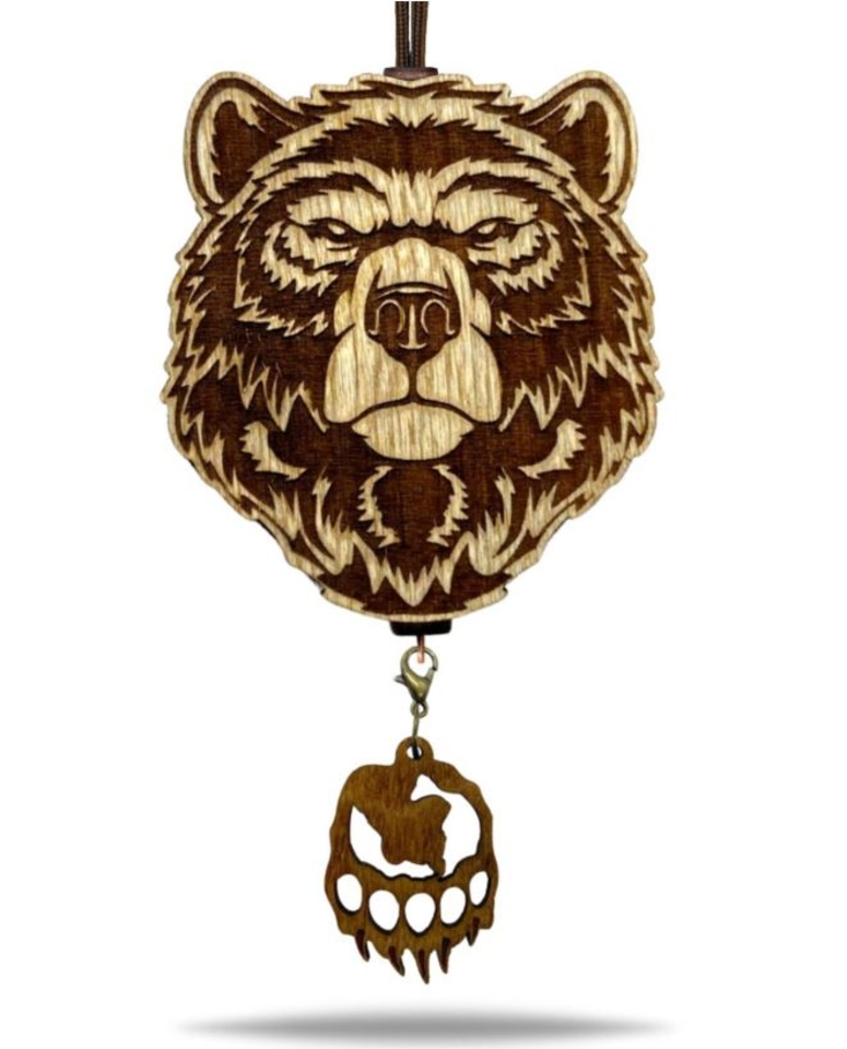 Ароматная подвеска Медведь Гризли в коричнево-белом цвете