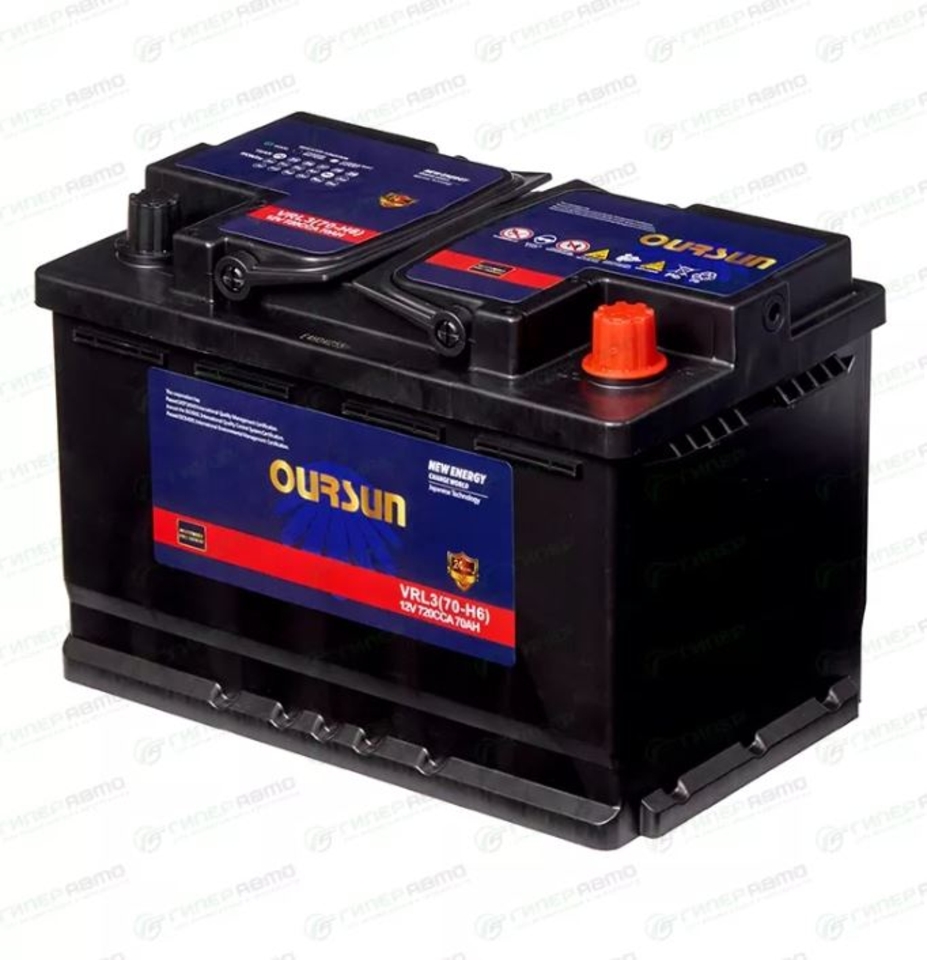 Аккумулятор OURSUN DIN AGM VRL3 (70-H6) (L3.0) 70Ач 720А