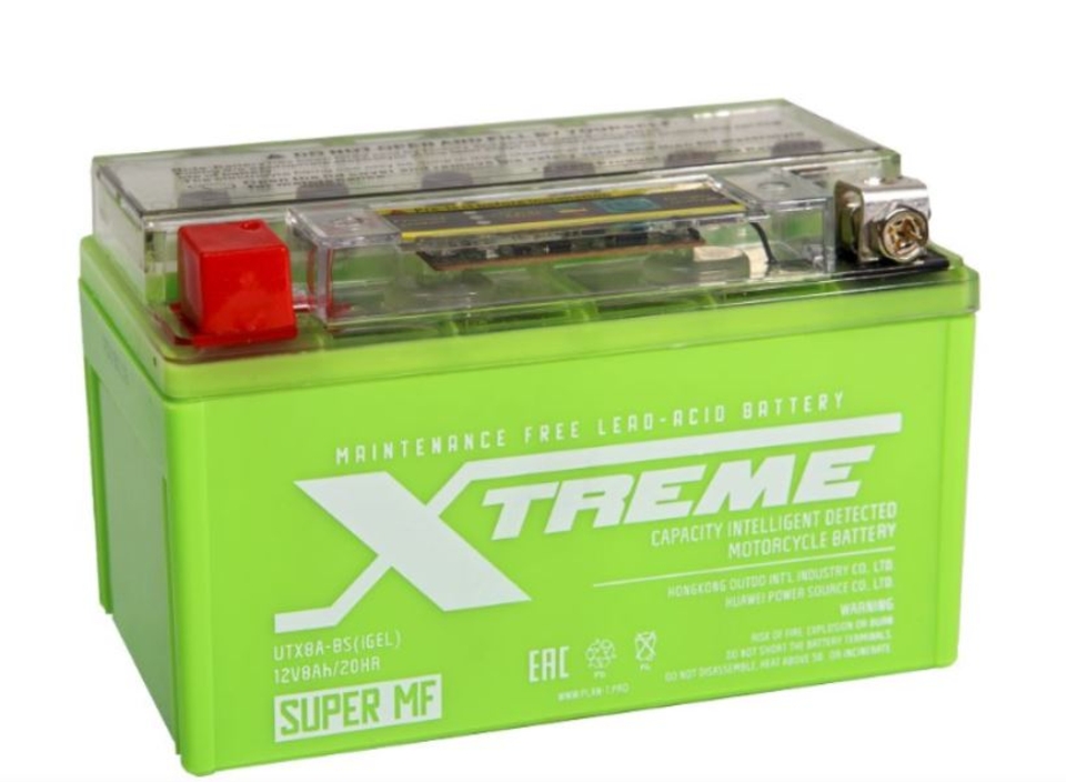 АКБ Moto Xtreme UTX 8A (YTX7L)-BS iGEL (8А/ч) обратный