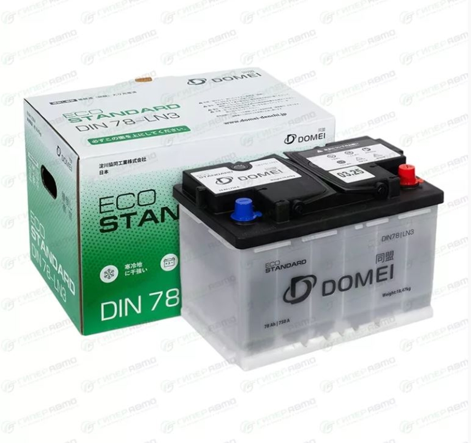 Аккумулятор DOMEI eco standard DIN78-LN3 78Ач 750А