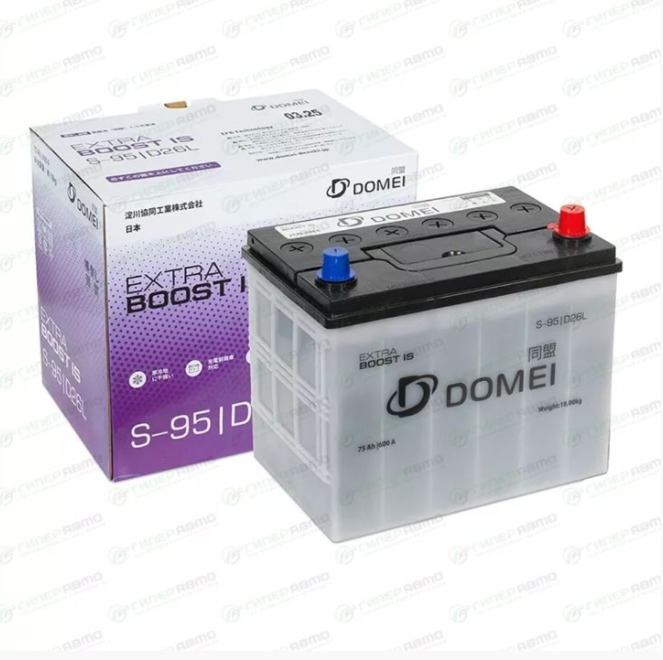 Аккумулятор DOMEI Extra BOOST IS S-95D26L 75Ач 600А